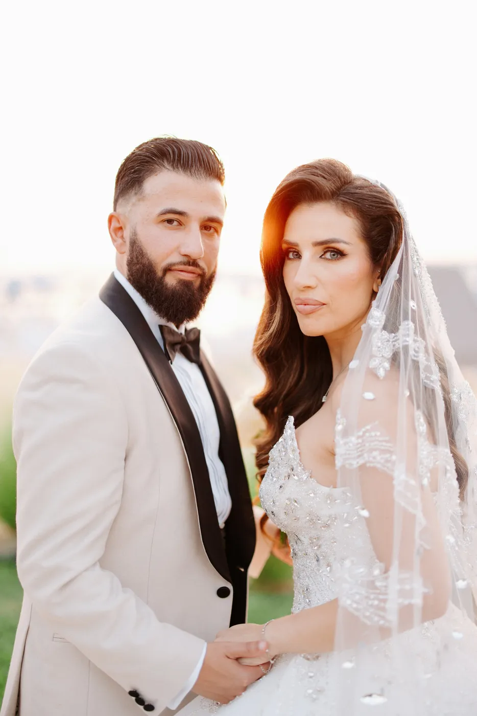 Bride and groom portrait at their Dubai wedding officiated by Darryl Rees