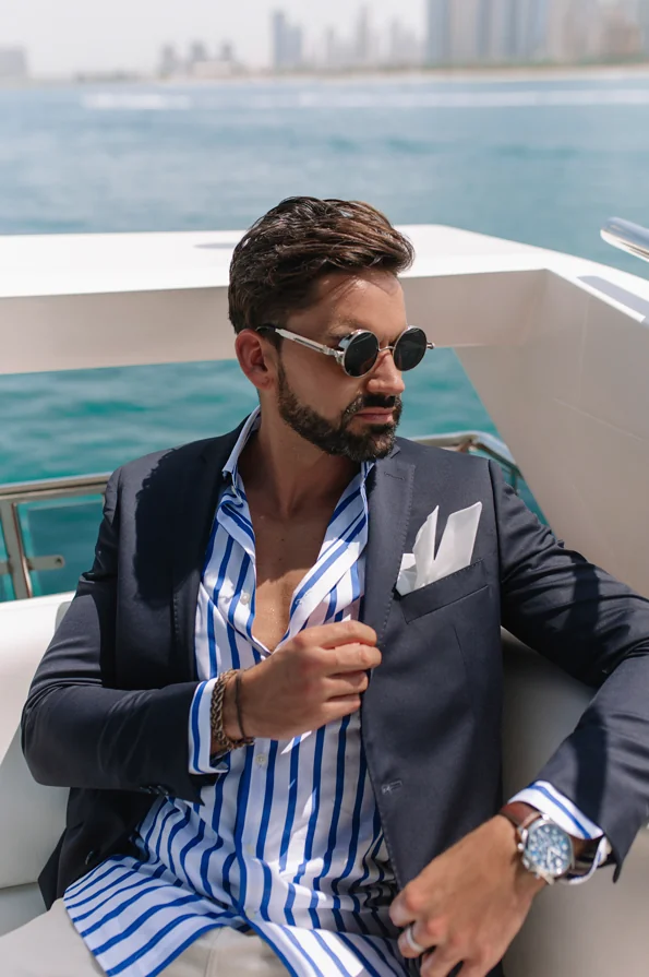 Darryl Rees on yacht in Dubai